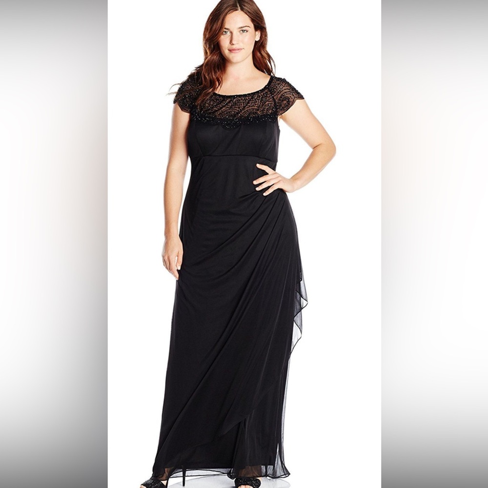 Xscape Elegant Black Lace Evening Gown size 20